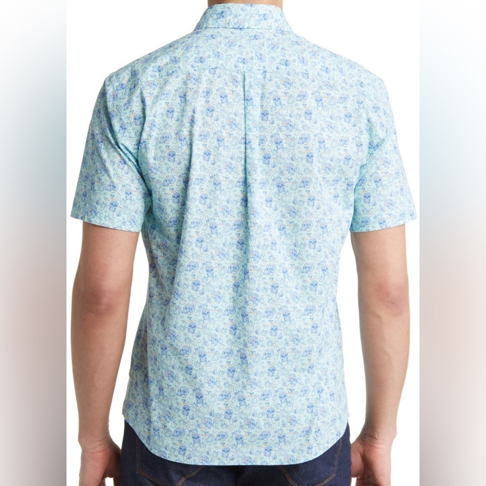 Peter Millar Cowboy Cantina Skulls & Tequila Men’s SS Stretch Shirt size Medium - Picture 5 of 14